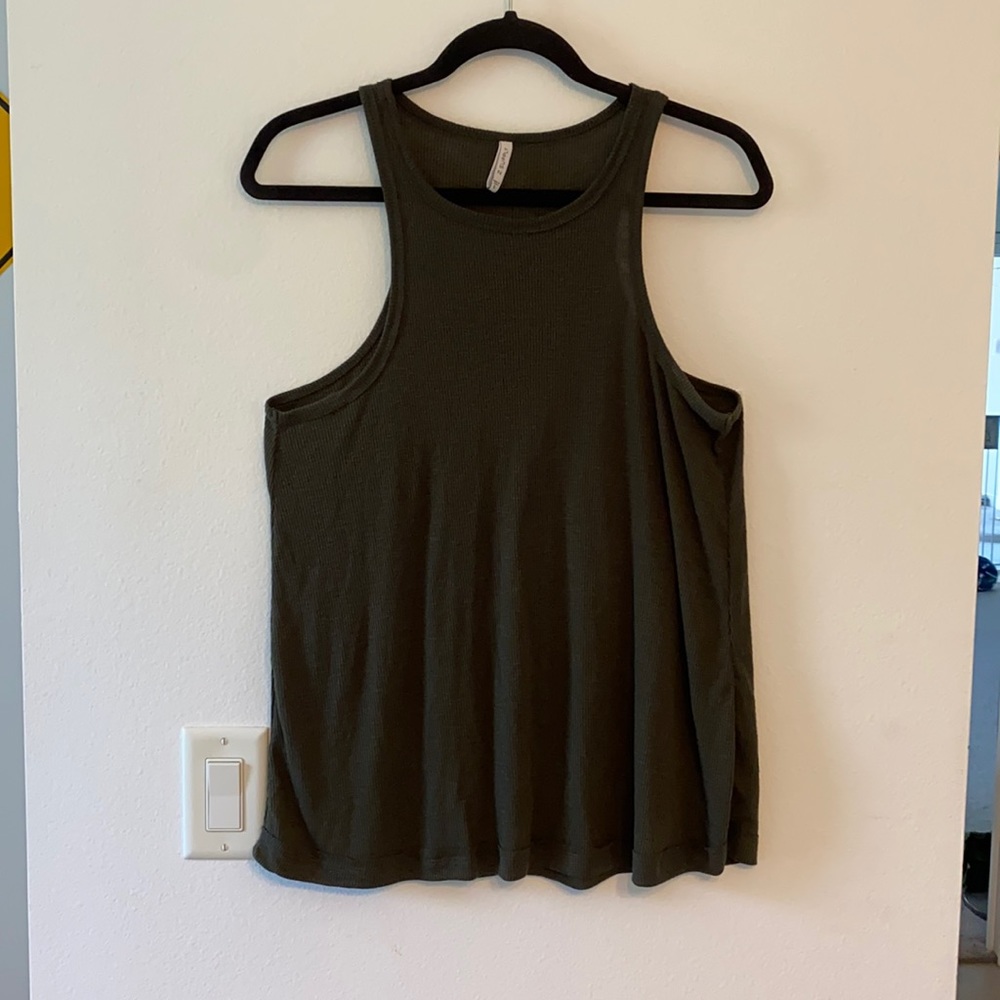 Z supply ribbed racer tank dark green